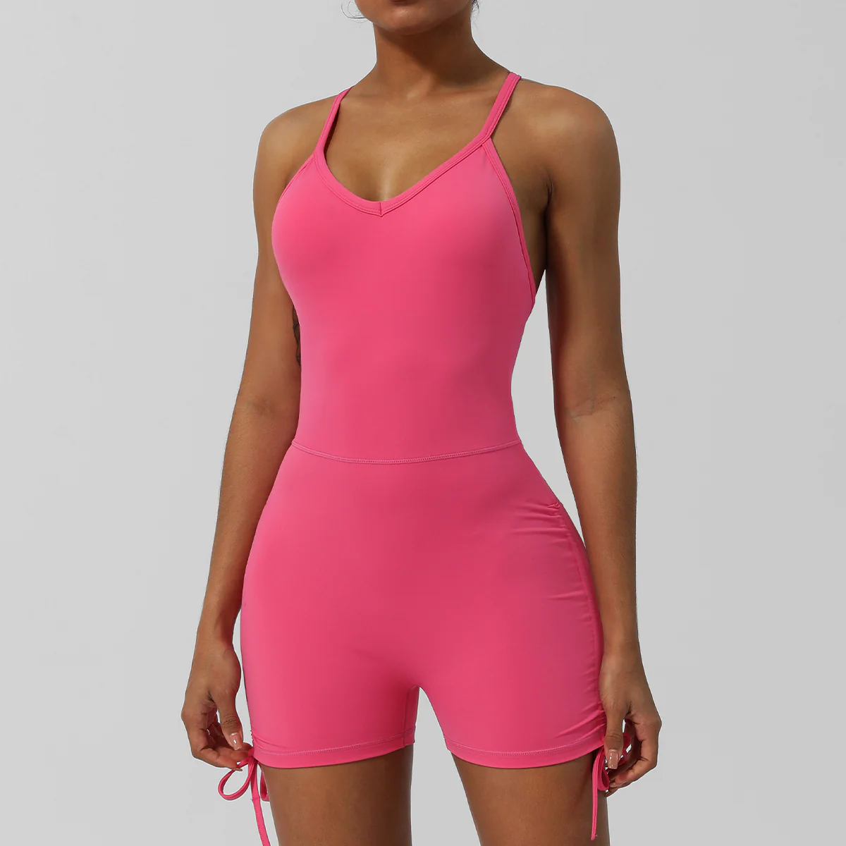 V-neck shorts Sleeveless jumpsuit with chest pad  5colors