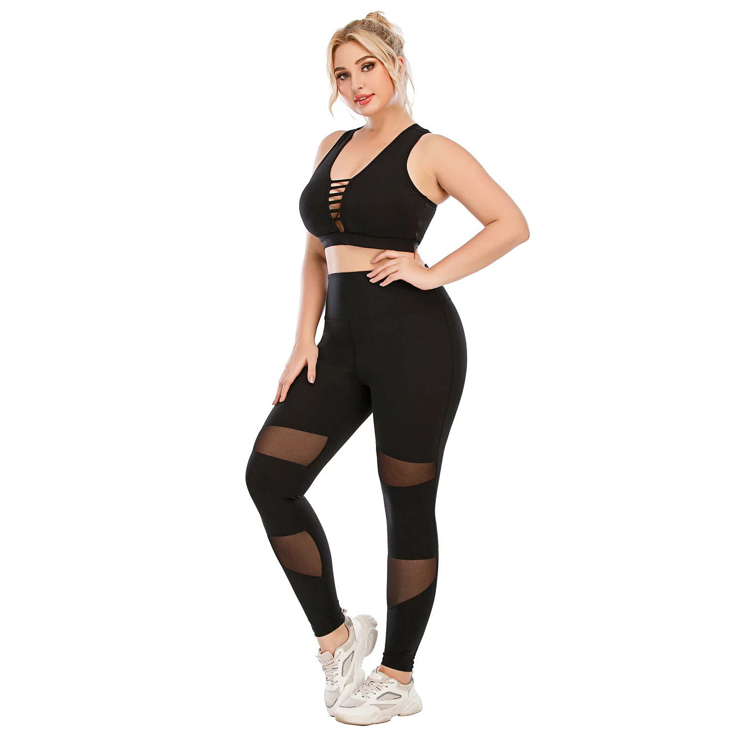 plus size yogaskinny Barbie pants sports bra with zipper pockets12071+12072